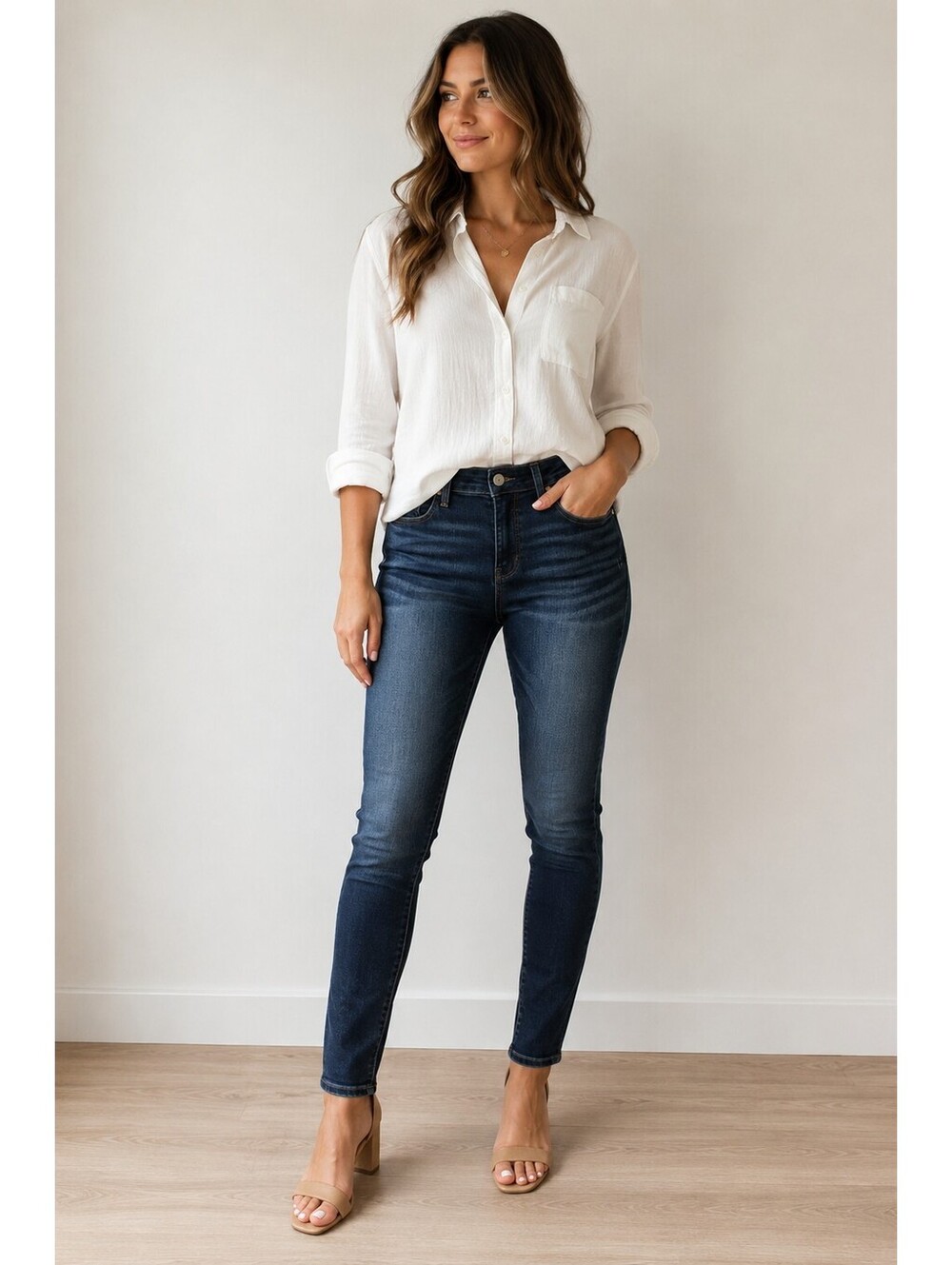 Lucky Brand Brooke Skinny Jeans White Cone Selvedged Denim Woman's 8/29 USA Dark